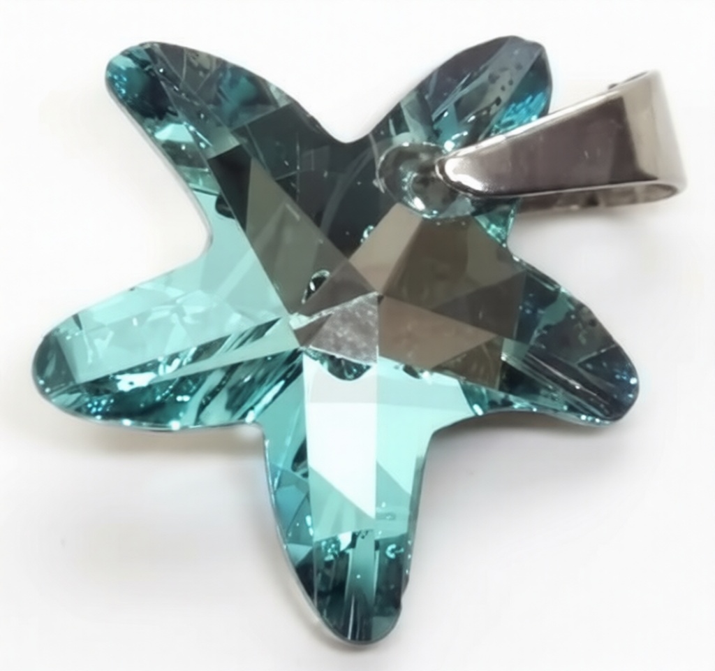 Dije de Acero Quirurgico cristal estrella turqueza 15mm